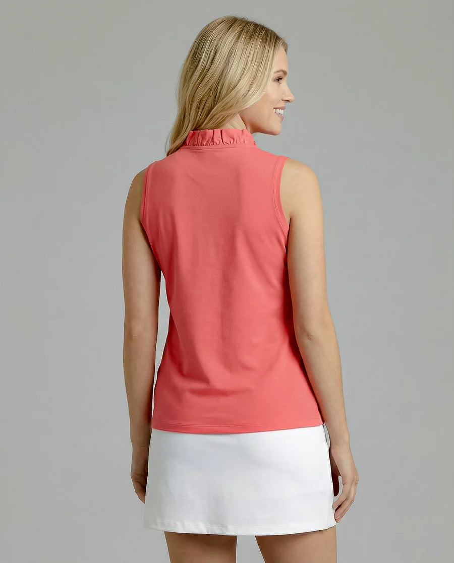 Solid Sleeveless Ruffle Portrait Neck Top 8000