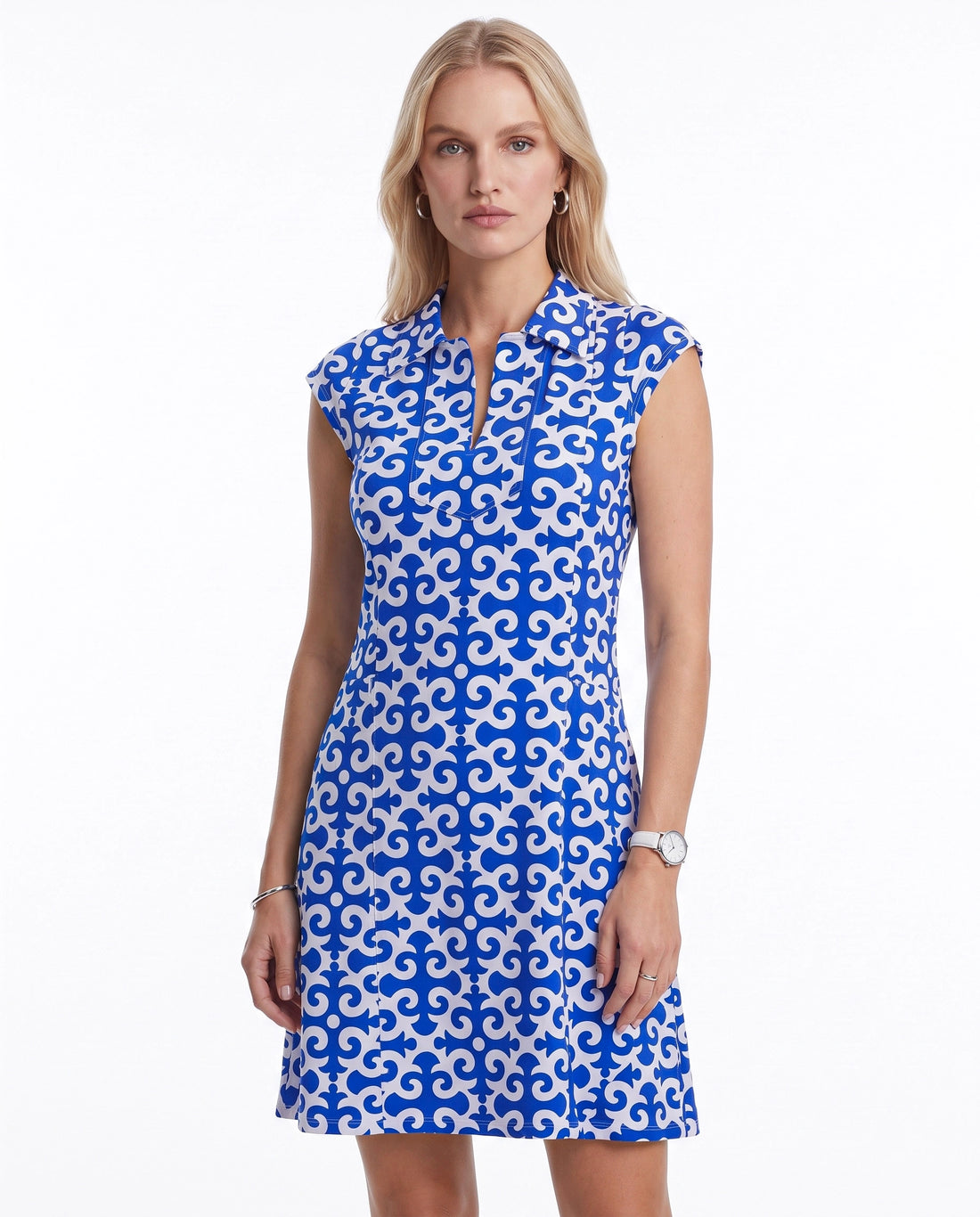 Gazebo Polo Neck Cap Sleeve Dress W/Pocket 67Z19