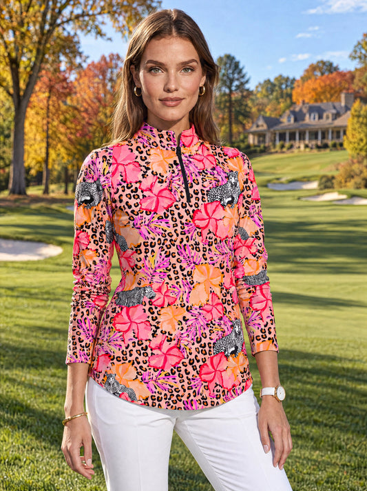 Untamed Long Sleeve Zip Mock Top 86z56
