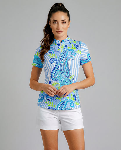 Sweet Caroline Short Sleeve Mock Top 85Z18