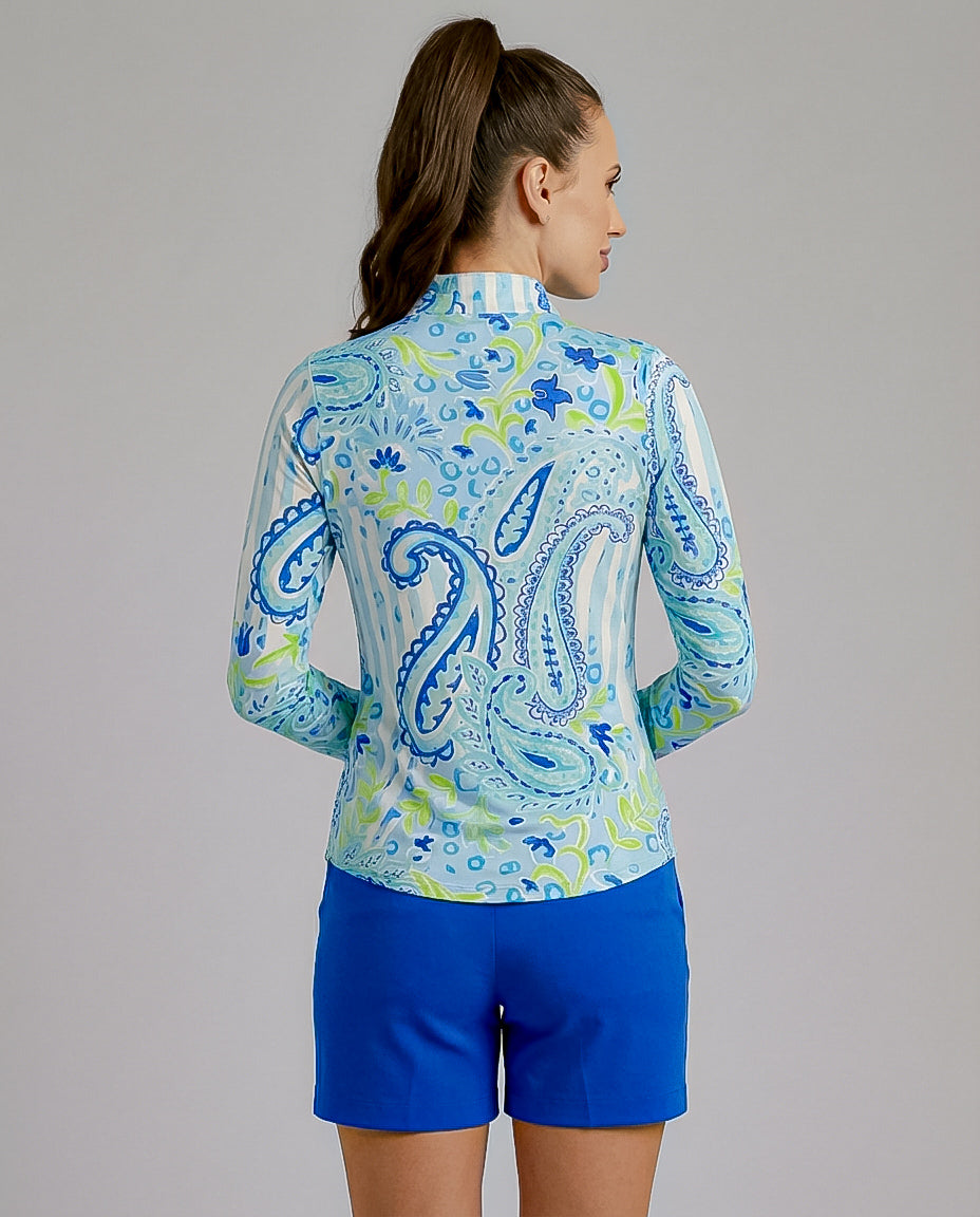 Sweet Caroline Long Sleeve Zip Mock Top 86Z18