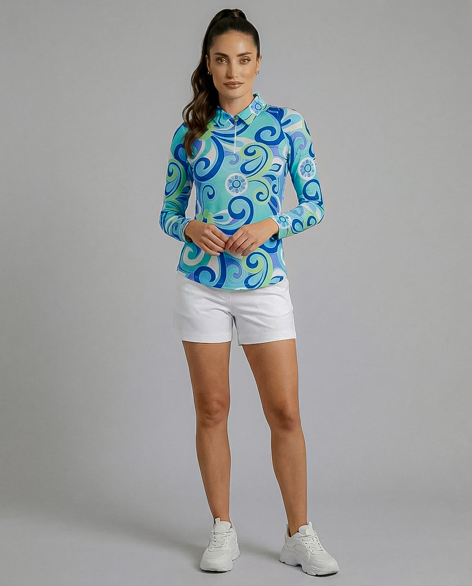 Luciana Long Sleeve Polo Top 84Z08
