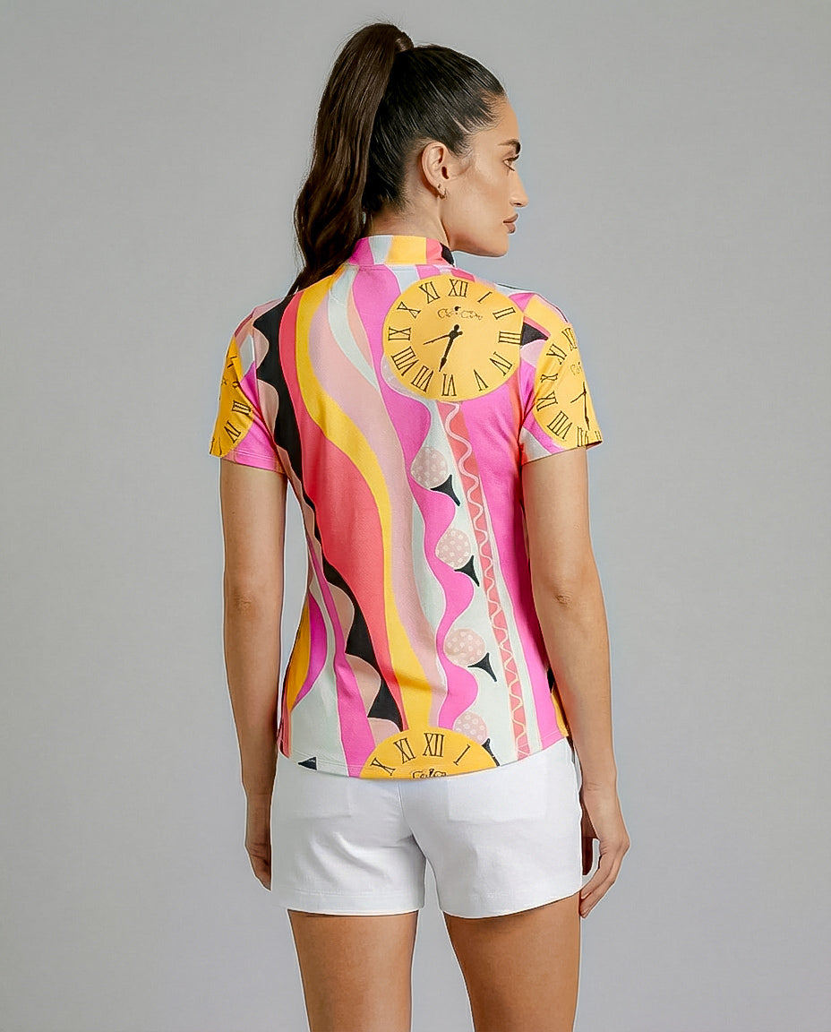 Teetime Short Sleeve Zip Mock Top 85Z05