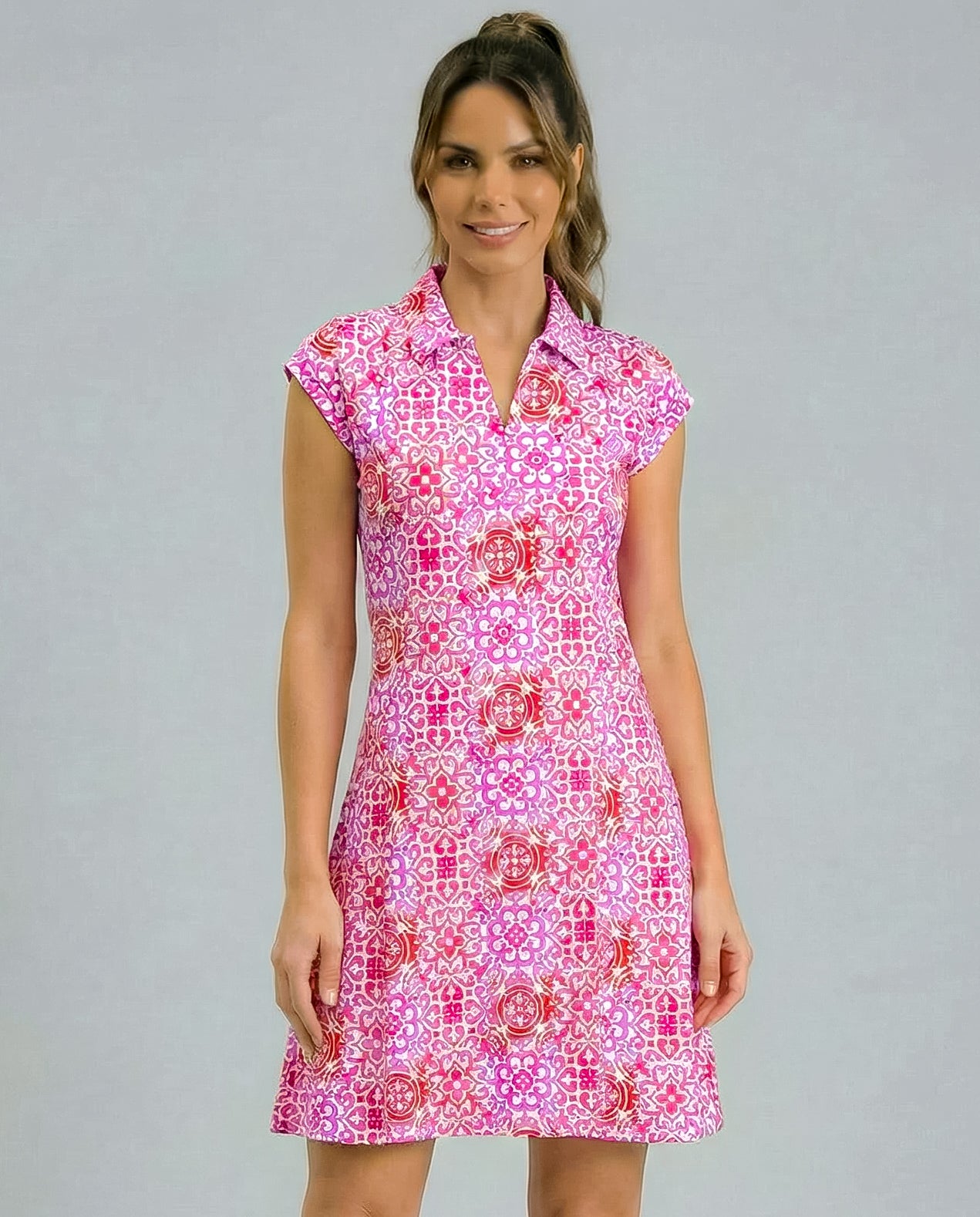 Milano Bar Polo Neck Cap Sleeve Polo Dress W/Pocket 67Z27