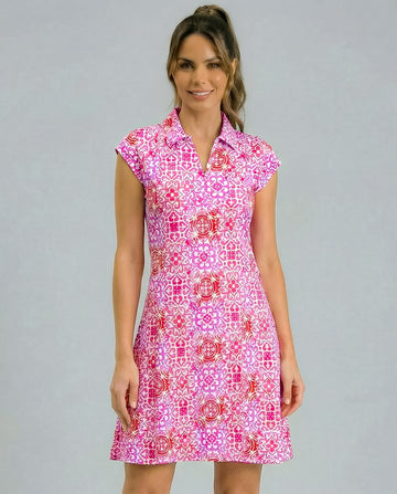 Milano Bar Polo Neck Cap Sleeve Polo Dress W/Pocket 67Z27