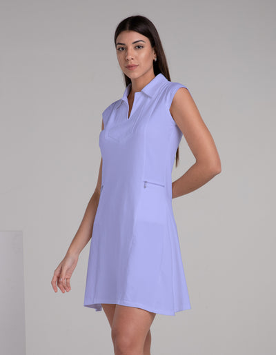 Solid Cap Sleeve Polo Dress W/Pocket 6700