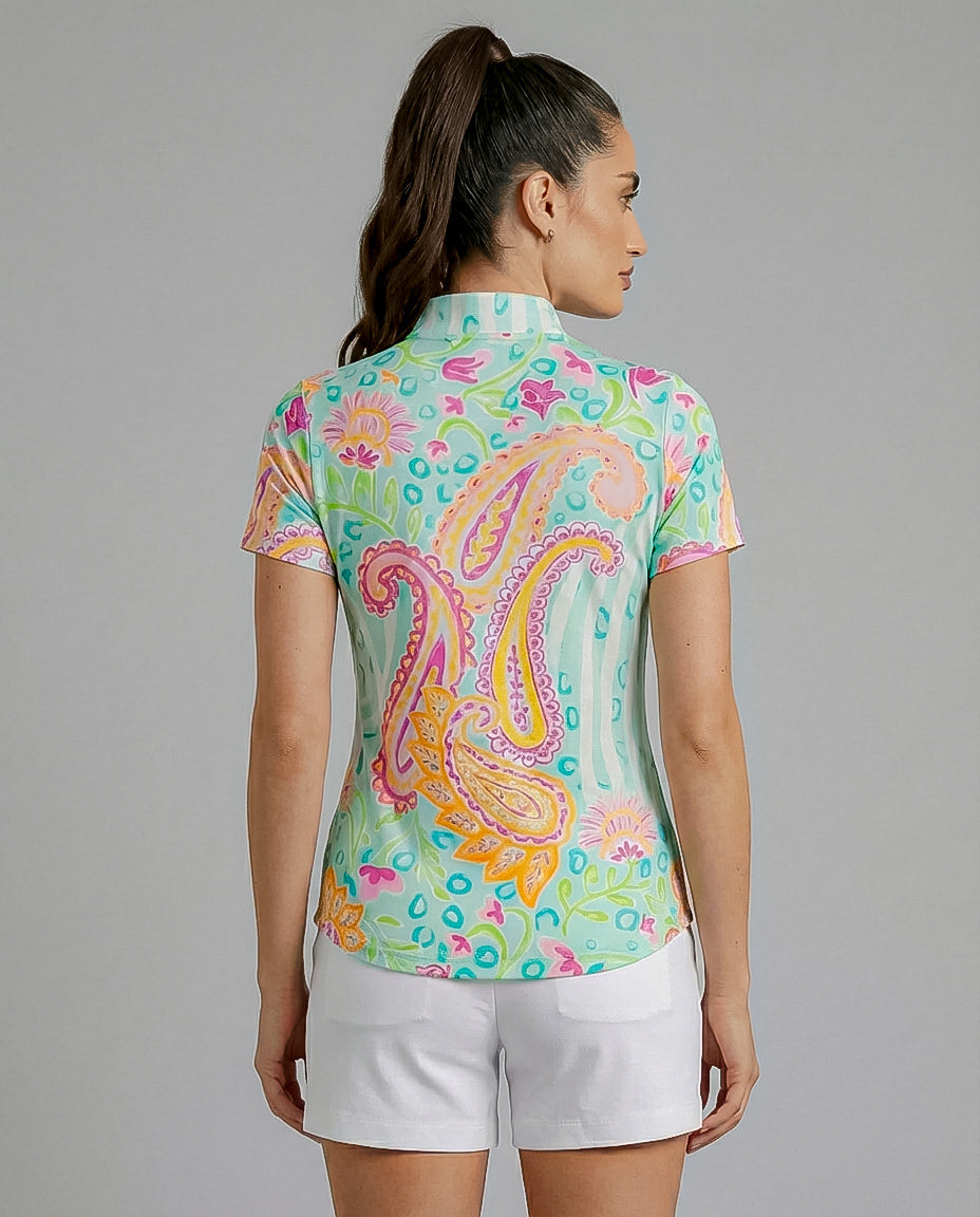 Sweet Caroline Short Sleeve Mock Top 85Z18