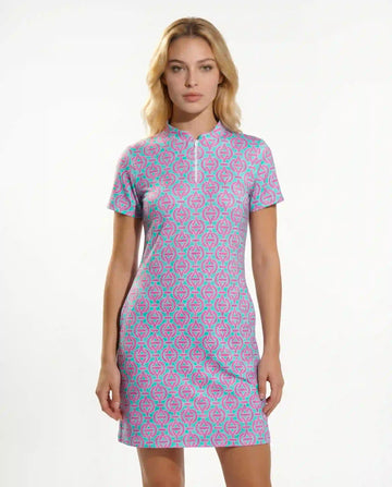 Victory V Mock Neck Half Sleeve Dress W/Pocket 58Z31