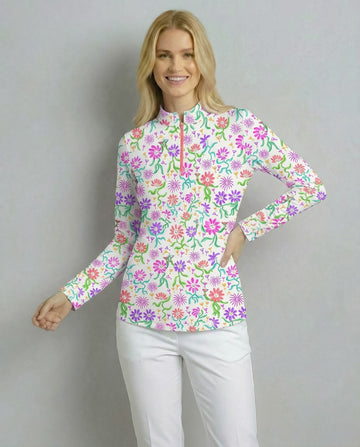 Daisy cocktail party Long Sleeve Zip Mock Top 86z55