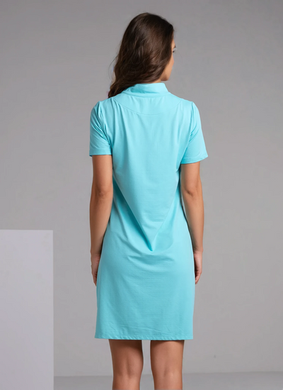 Solid Mock Neck Half Sleeve Dress 5800