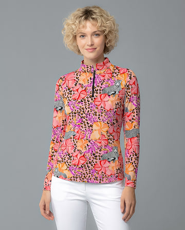 Untamed Long Sleeve Zip Mock Top 86z56