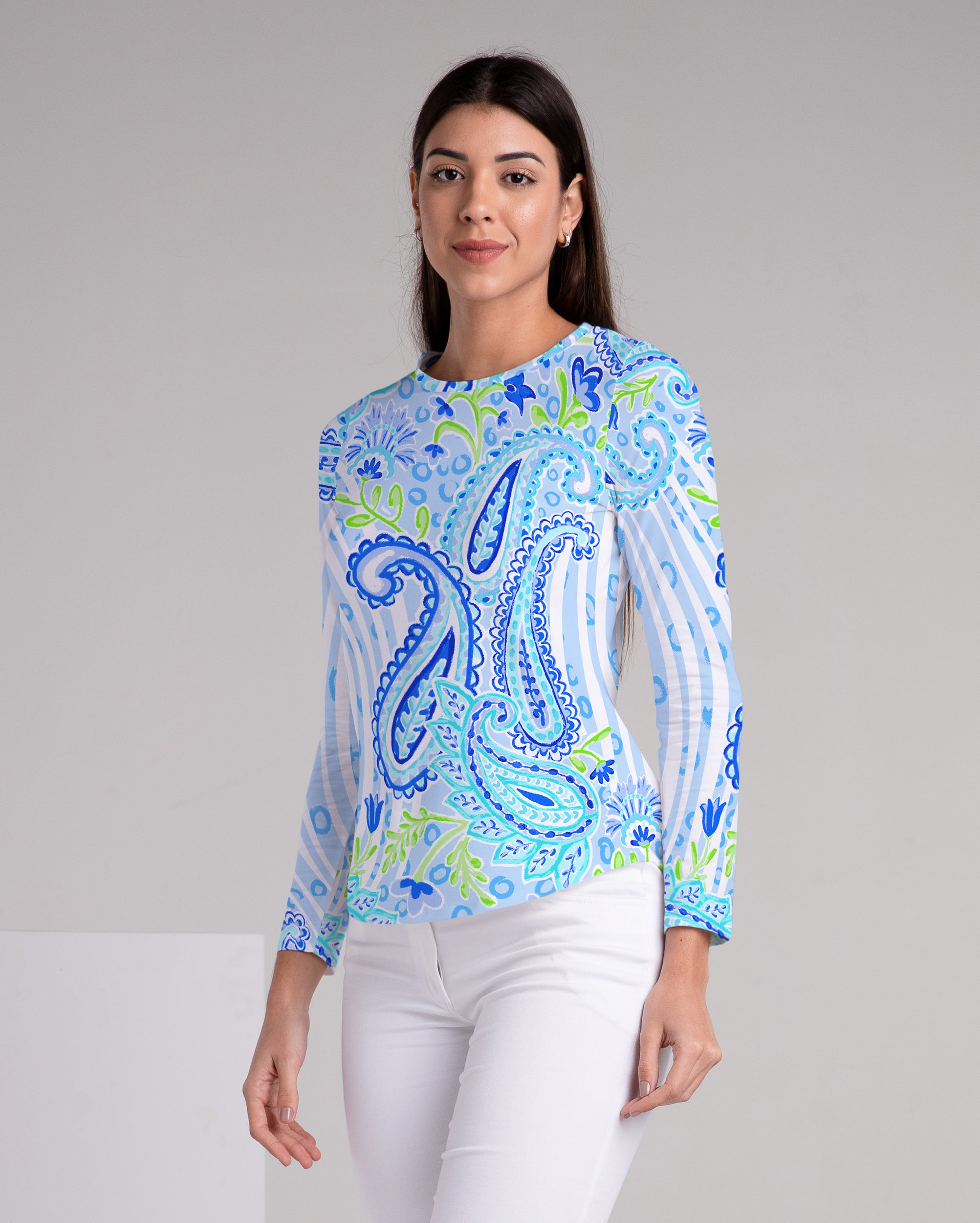 Sweet Caroline Long Sleeve Crew Neck Top 83Z18