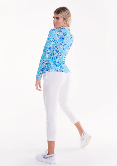 Flor De Gloria Long Sleeve Zip Mock Top 86Z36