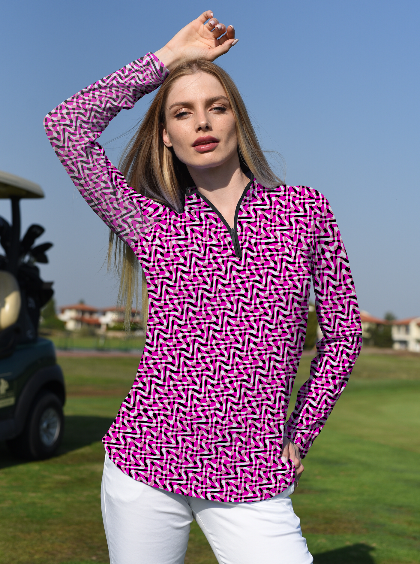Velocity Long Sleeve Zip Mock Top WITH PIPING T86Z58