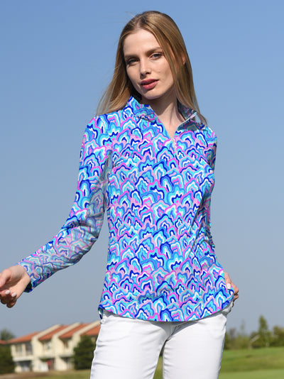 Out of course Long Sleeve Zip Mock Top 86Z54