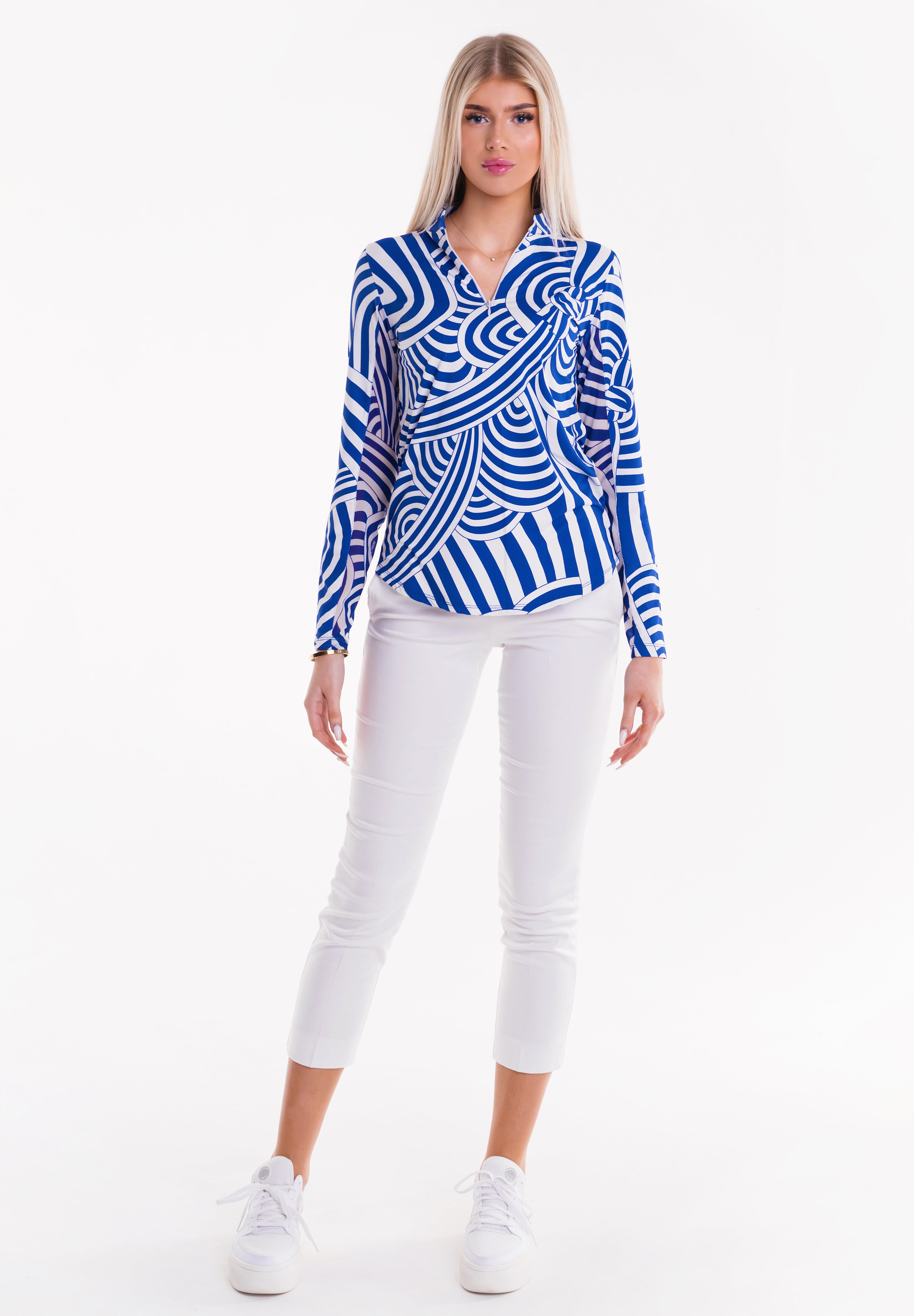 Naughty Knot Long Sleeve Zip Mock Top 86Z37