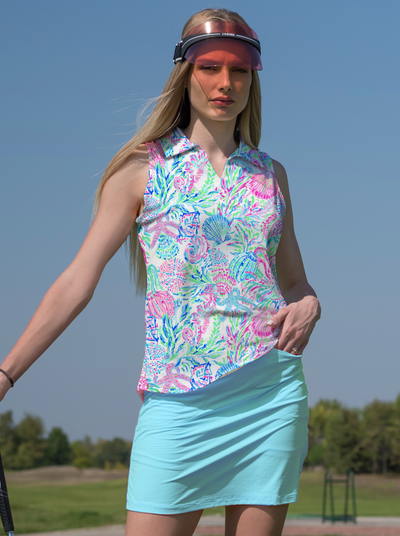 Bay Island Sleeveless V-Neck Collar Top 88Z38