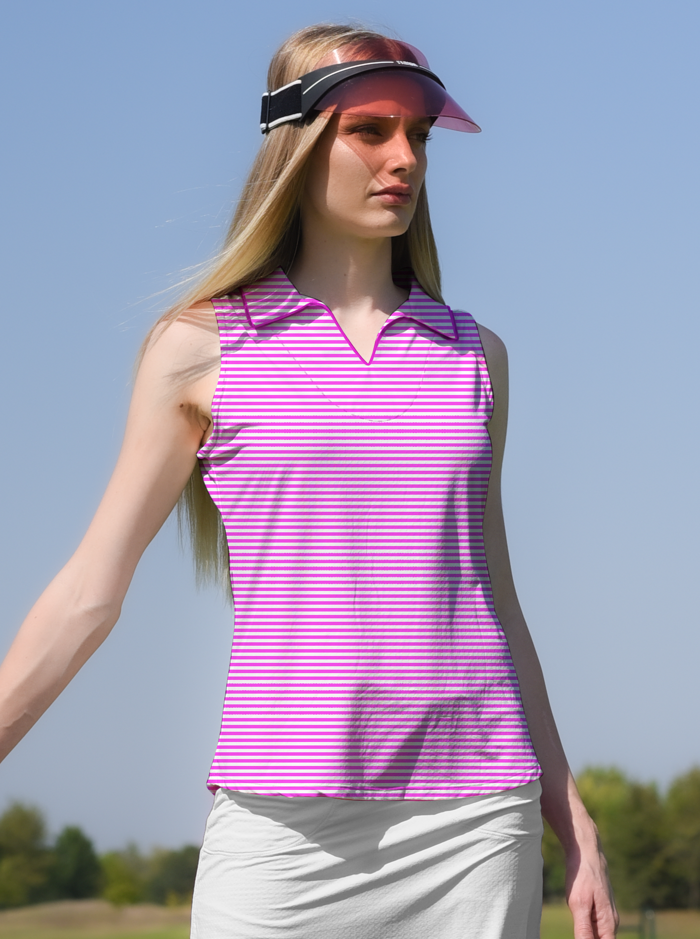 Cotton Spandex Sleeveless V-Neck Collar Top T8800V1