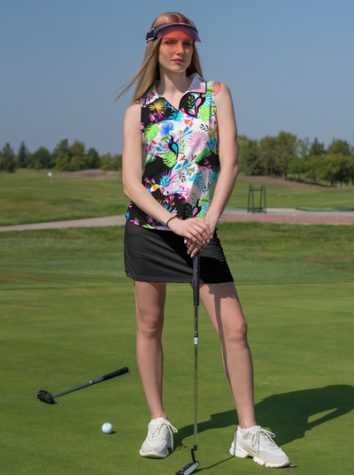 Volare Sleeveless V-Neck Collar Top with Piping T88Z35