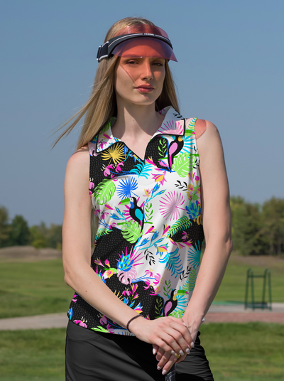 Volare Sleeveless V-Neck Collar Top with Piping T88Z35