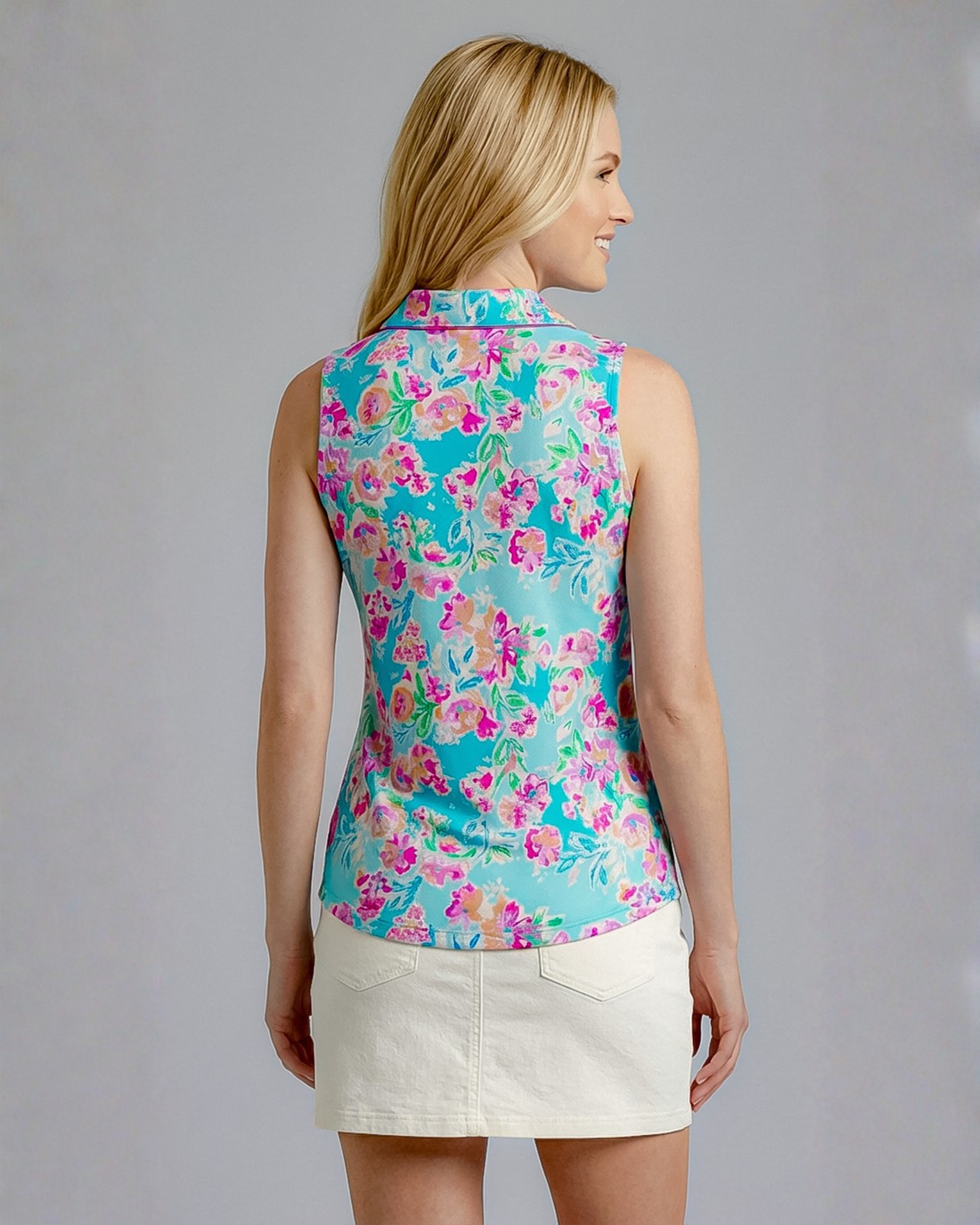 Flor De Gloria Sleeveless V-Neck Collar Top 88Z36