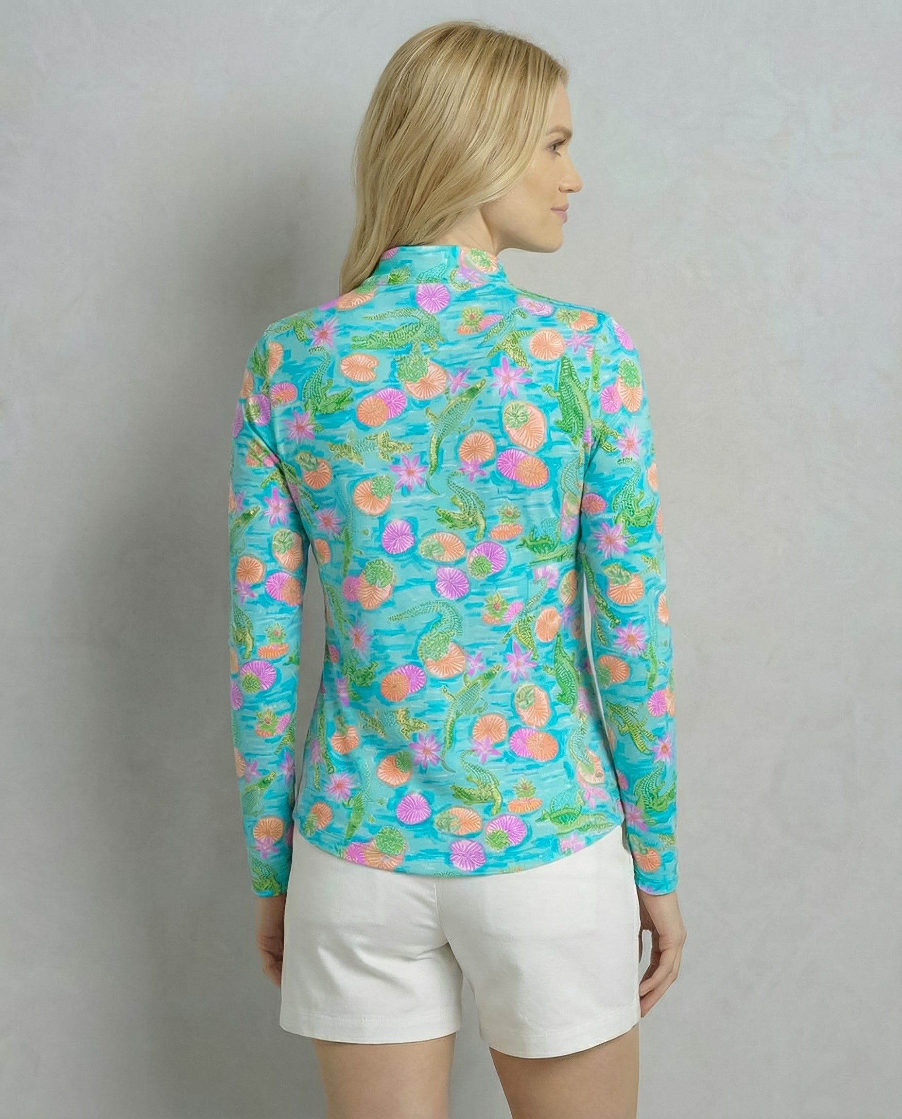 Croc a doodle doo Long Sleeve Zip Mock Top 86z62