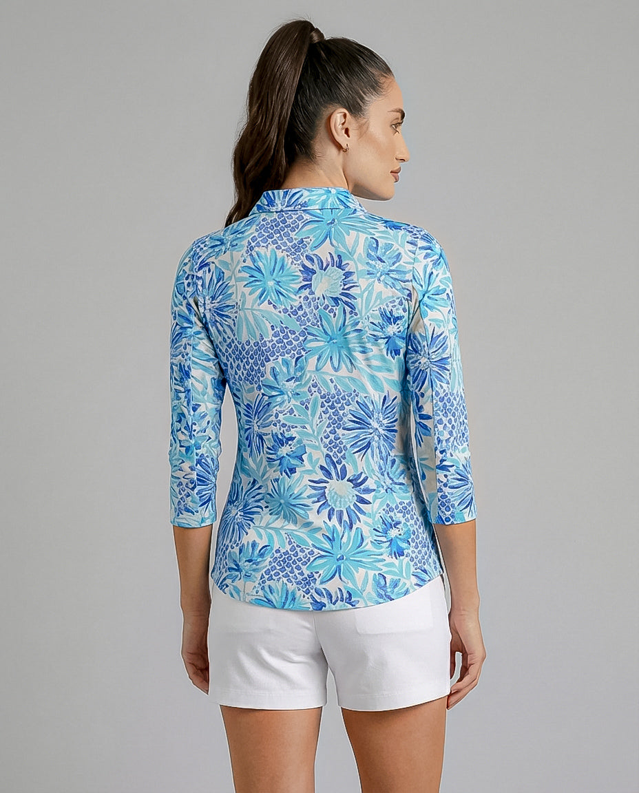 Bella Jardin 3/4 Sleeve Polo Top 48Z25