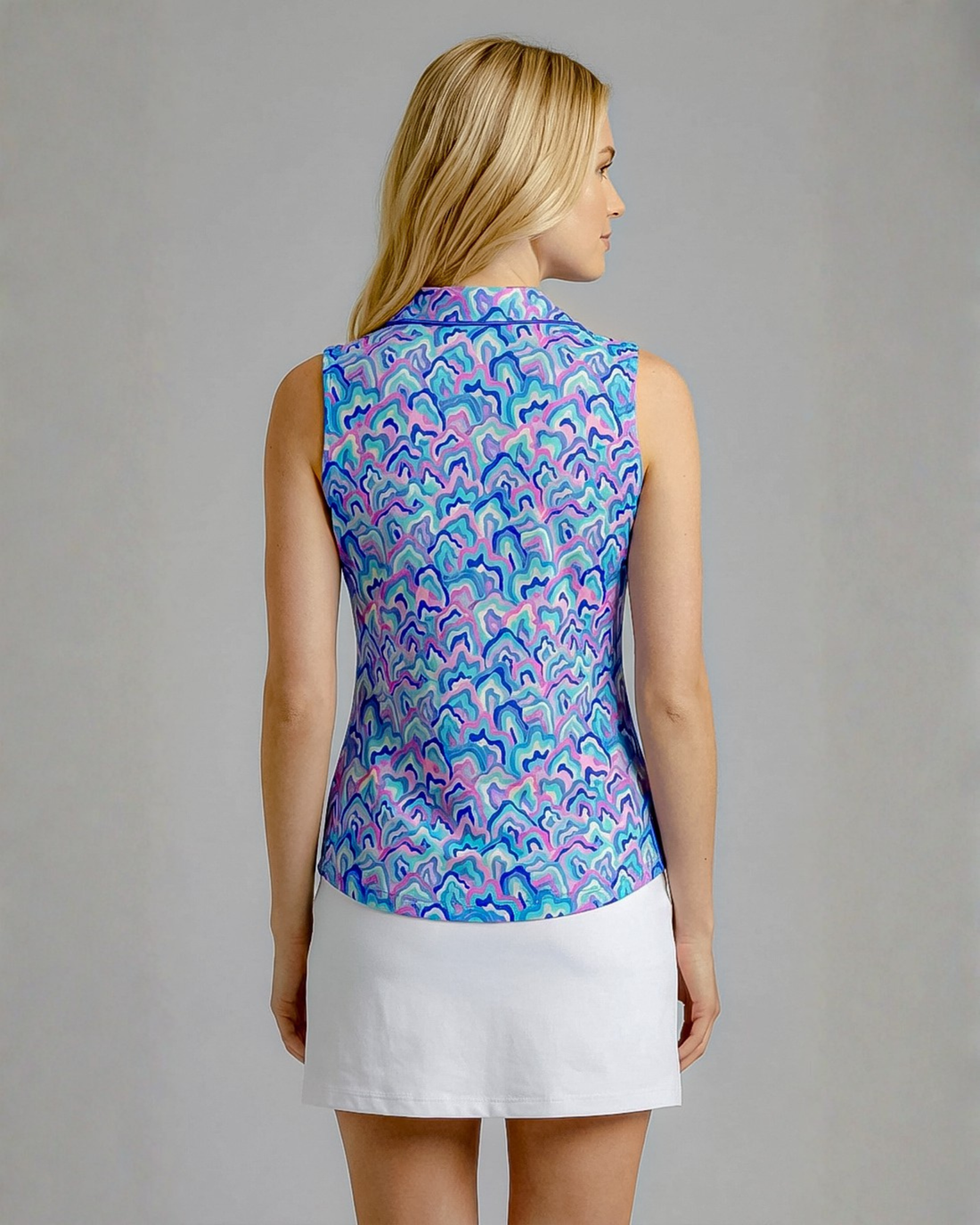 Out Of Course Sleeveless V-Neck Collar Top with Piping T88Z54