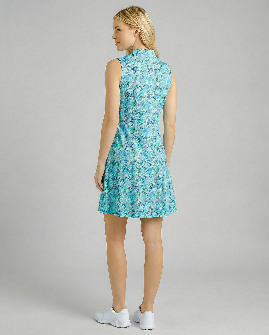 Houndstooth Sleeveless Hem Flounce Dress 52z07