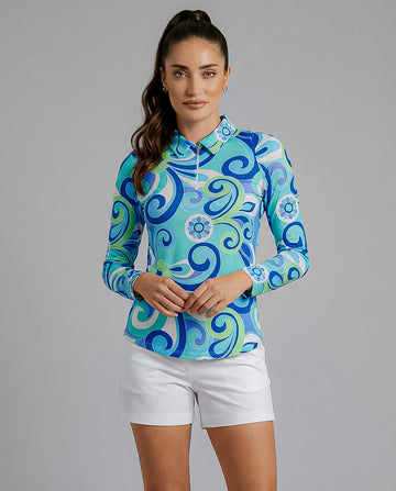 Luciana Long Sleeve Polo Top 84Z08