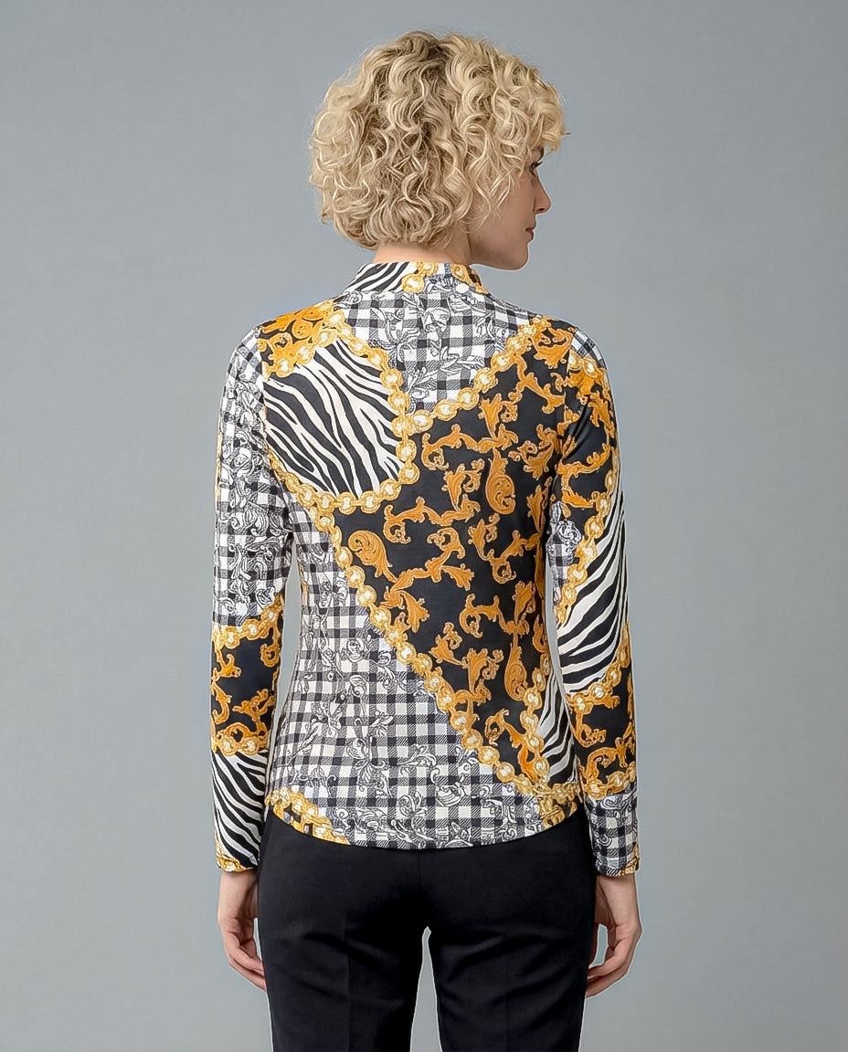 Zanzibar Long Sleeve Zip Mock Top 86Z20