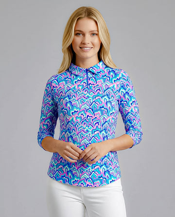 Out of Course 3/4 Sleeve Polo Top 48Z54