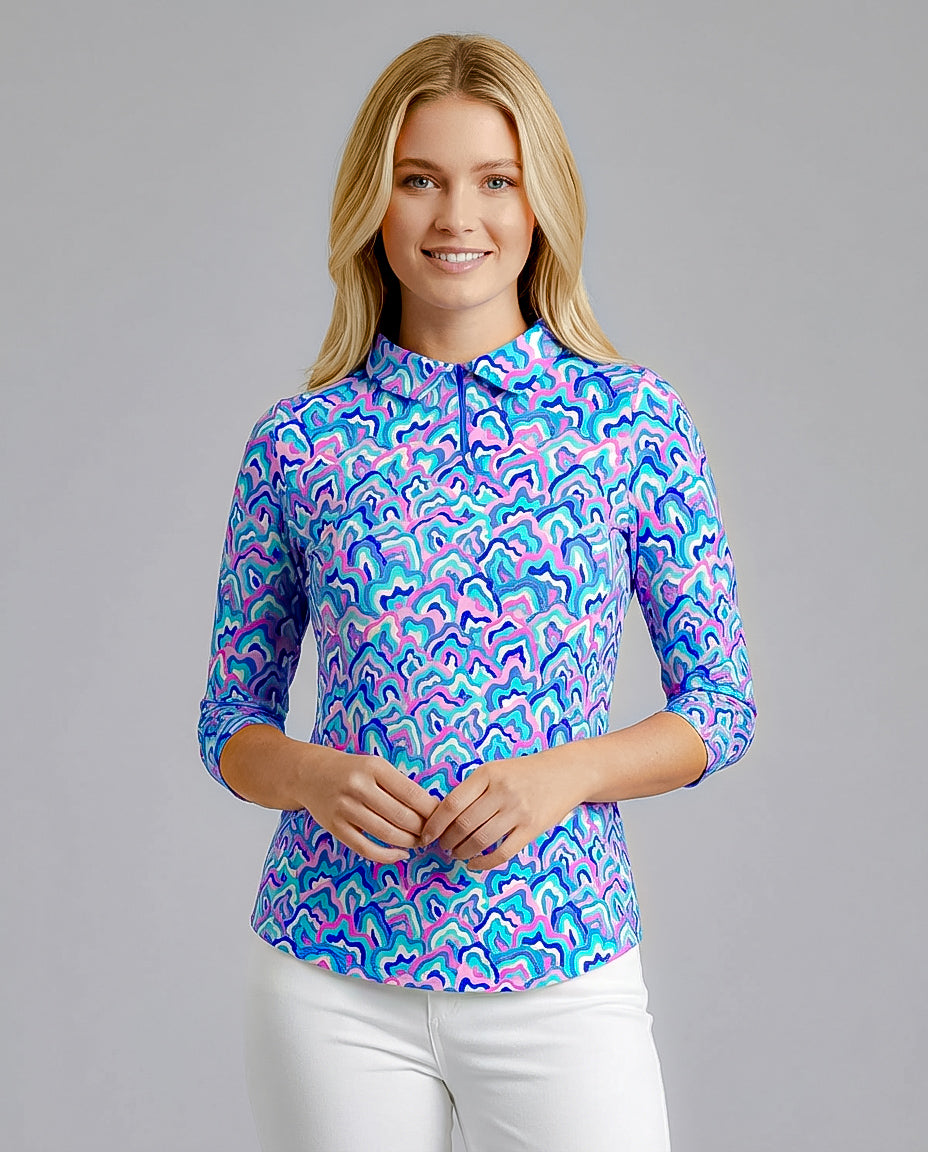 Out of Course 3/4 Sleeve Polo Top 48Z54