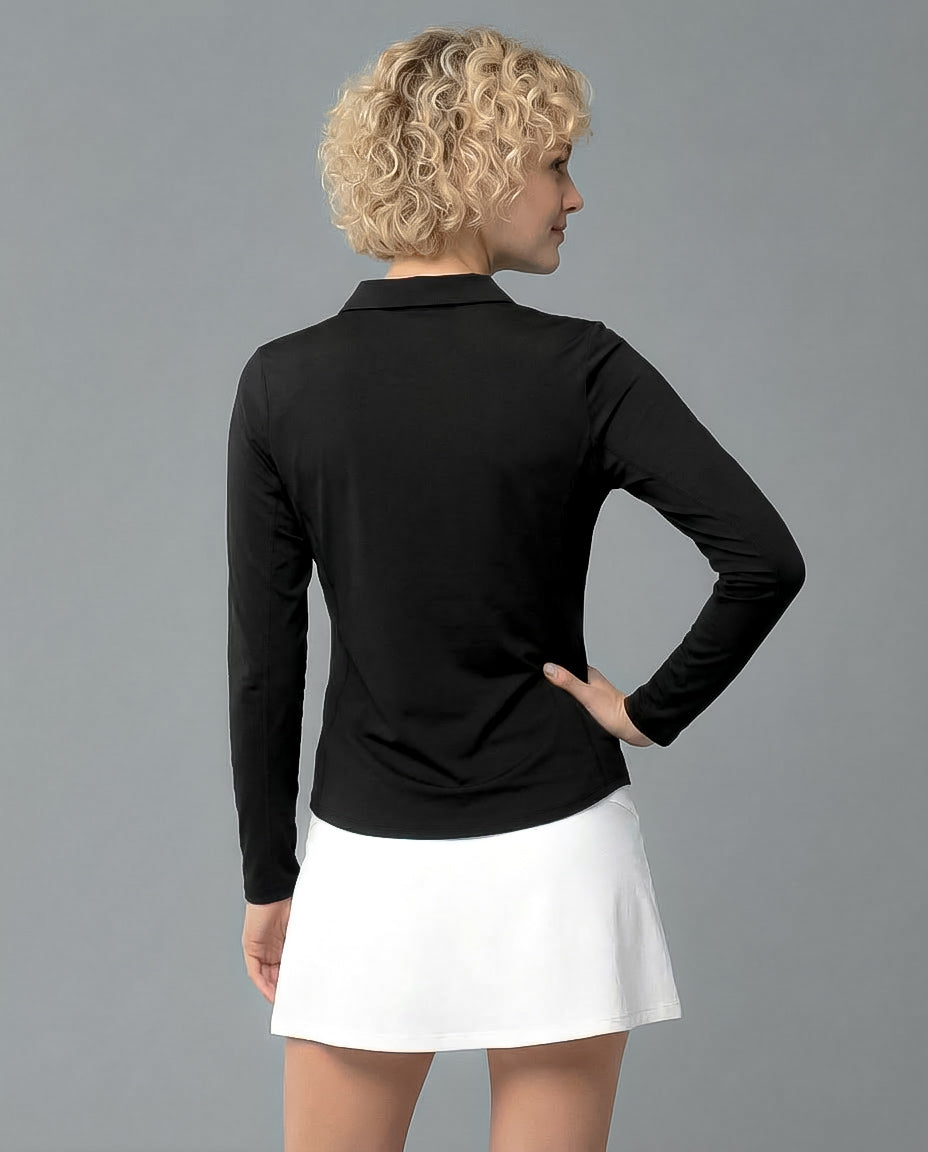 Solid Long Sleeve Polo Top 8400