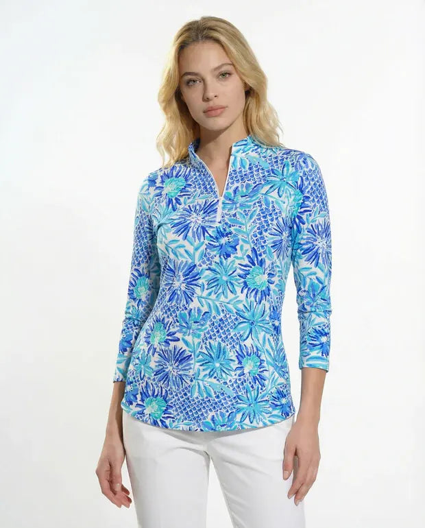 Bella Jardin 3/4 Sleeve Zip Mock Top 68Z25