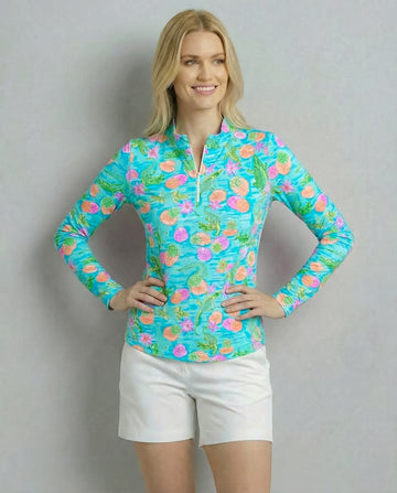 Croc a doodle doo Long Sleeve Zip Mock Top 86z62