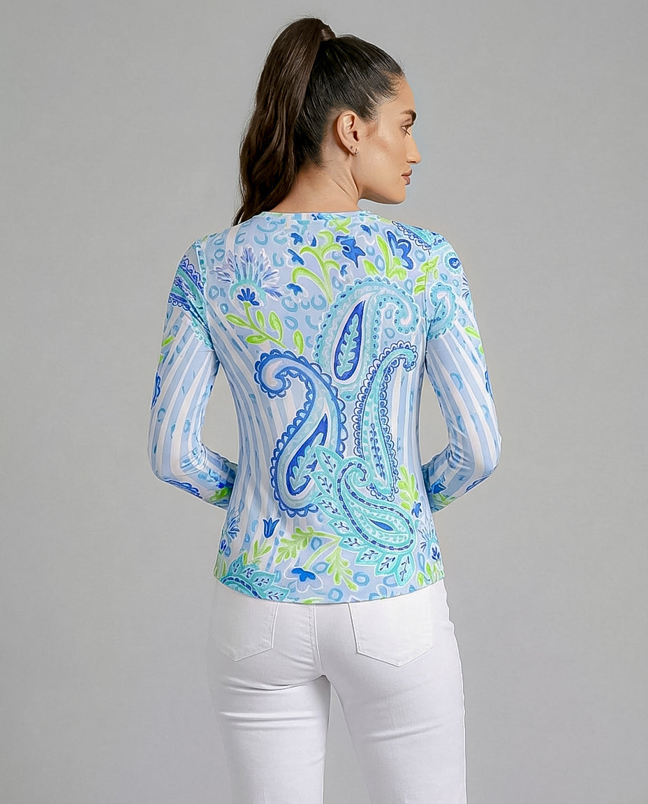 Sweet Caroline Long Sleeve Crew Neck Top 83Z18