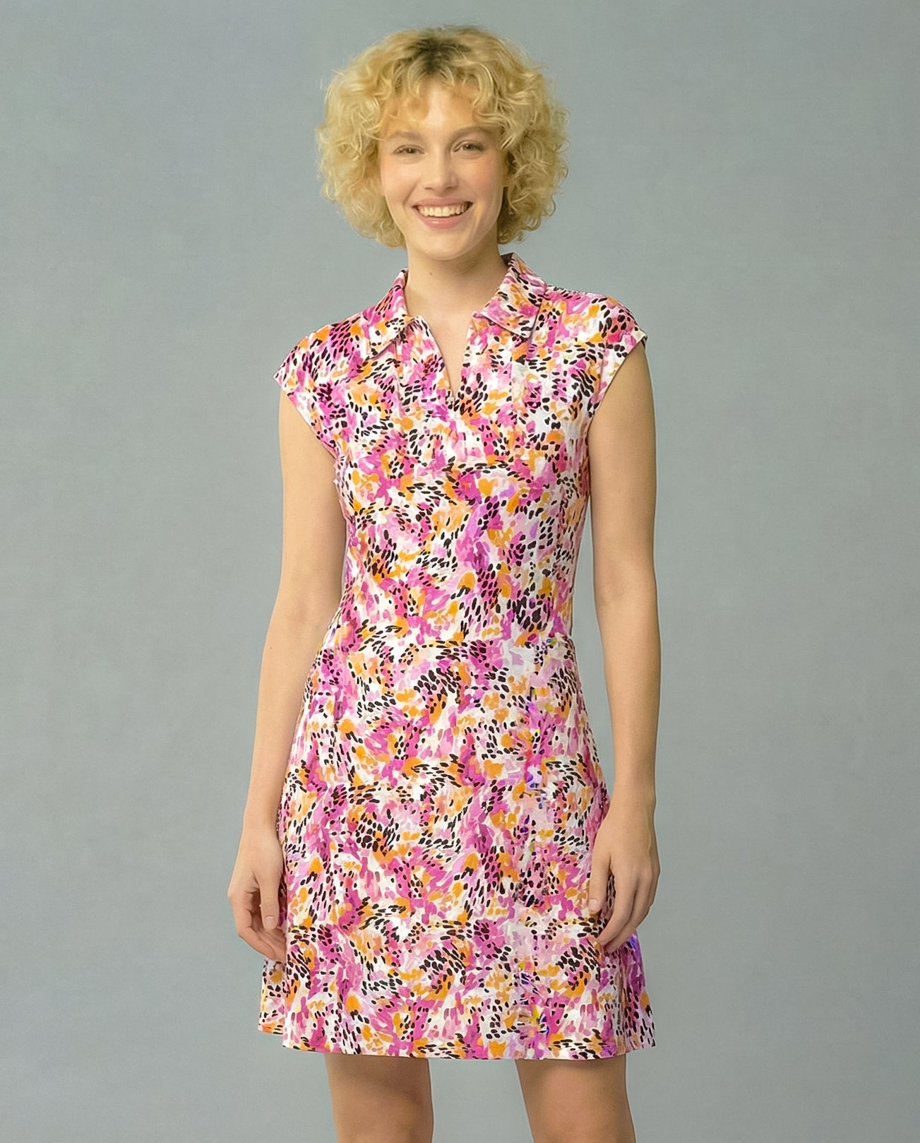 Wilderness Polo Neck Cap Sleeve Polo Dress W/Pocket 67Z57