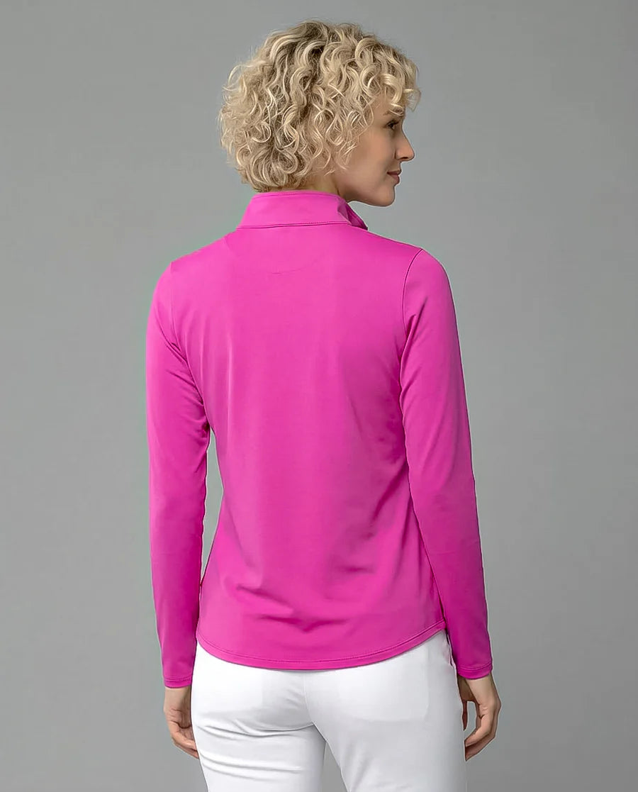Solid Long Sleeve Zip Mock Top 8600