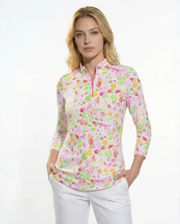 Cheers Long Sleeve Zip Mock Top 86Z42