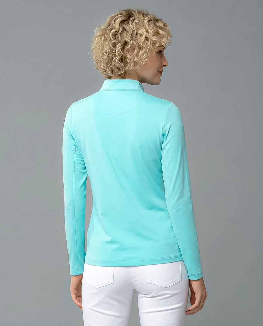 Solid Long Sleeve Zip Mock Top 8600v1