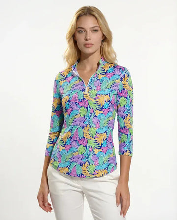 Deep Forest Long Sleeve Zip Mock Top 68Z44