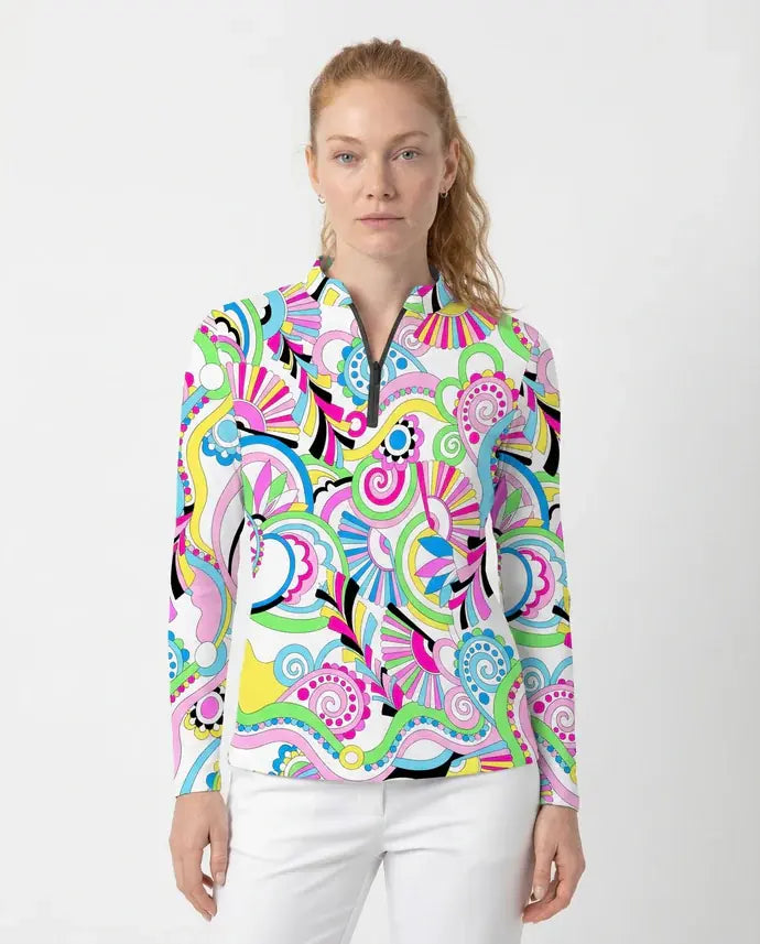 Desiree Long Sleeve Zip Mock Top 86z53