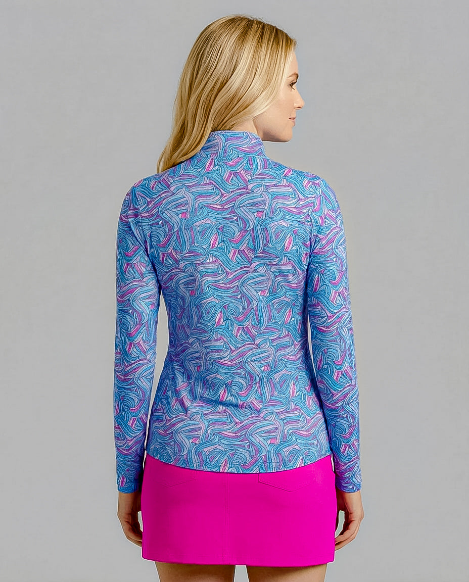 Pleasure Long Sleeve Zip Mock Top 86Z45