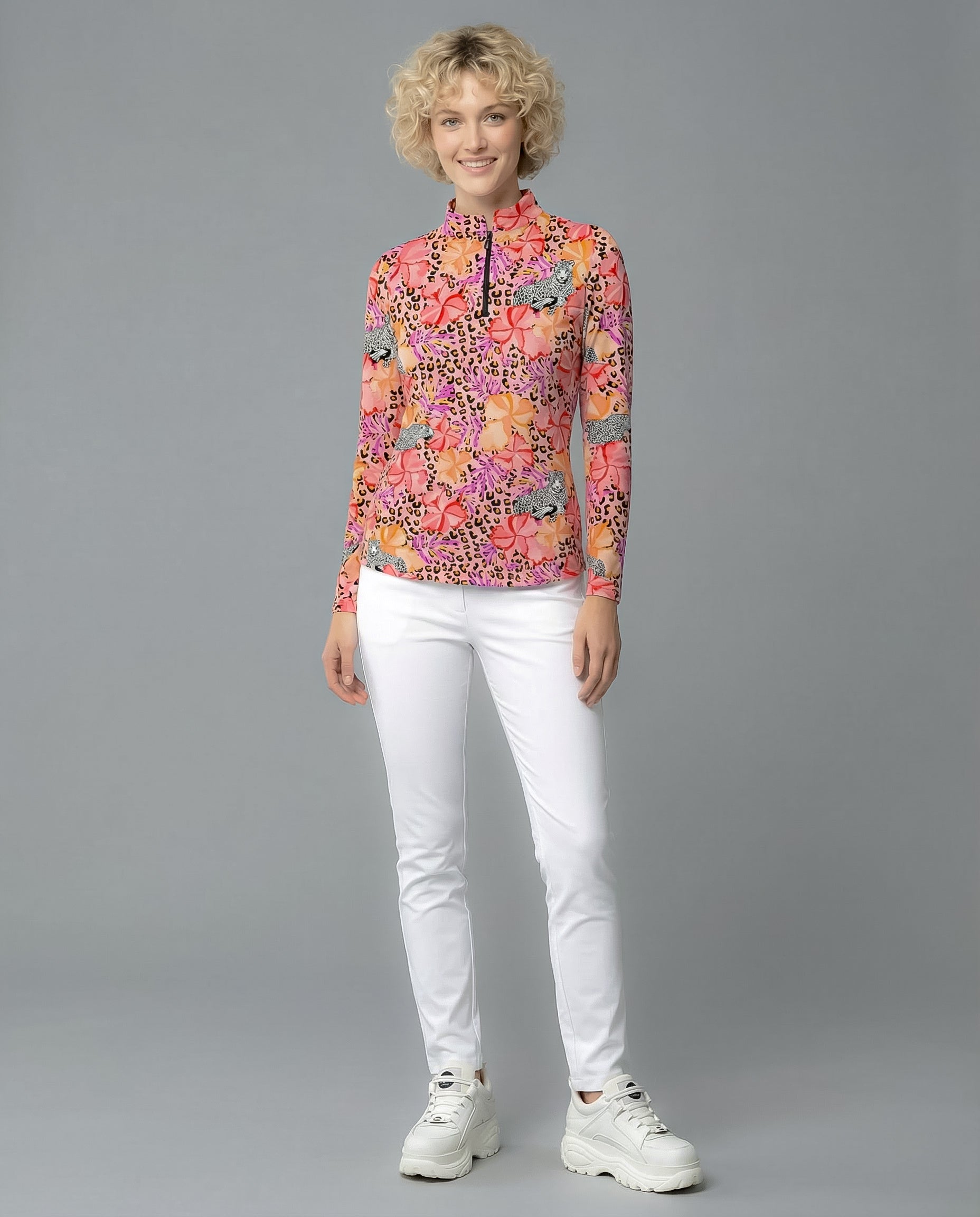 Untamed Long Sleeve Zip Mock Top 86z56