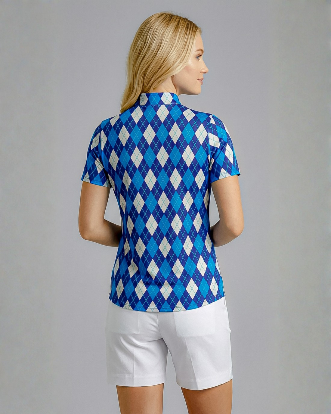 Elle Gante Short Sleeve Zip Mock Top 85Z26