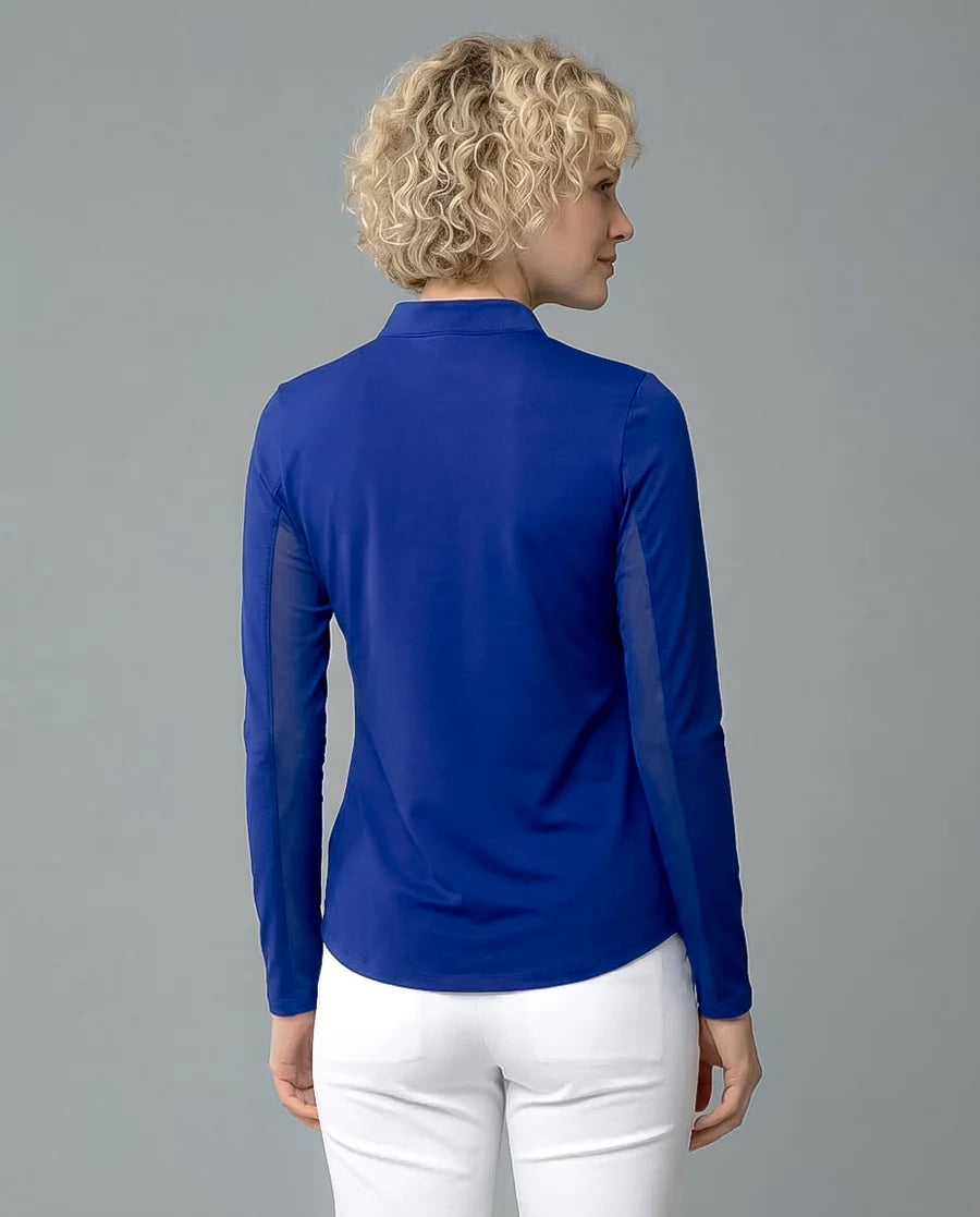 Solid Long Sleeve Zip Mock Top 8600v1