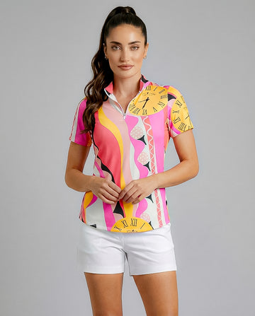 Teetime Short Sleeve Zip Mock Top 85Z05