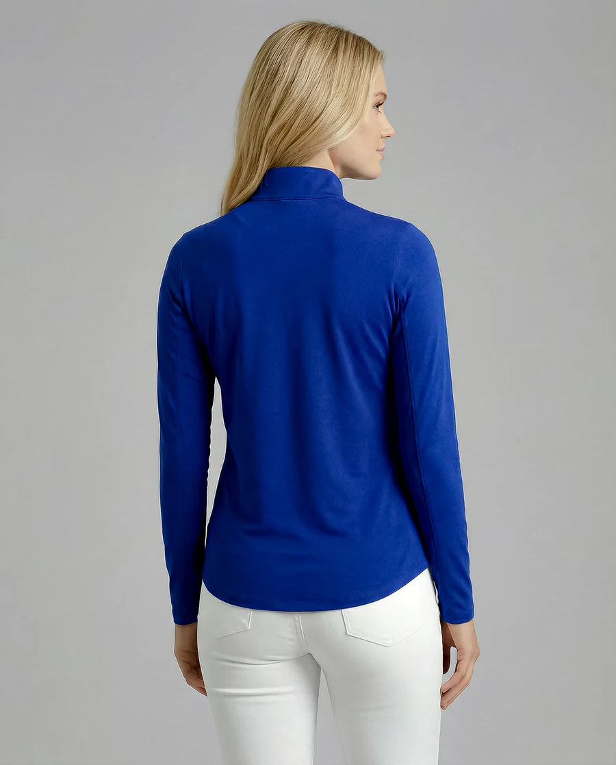 Solid Long Sleeve Zip Mock Top 8600