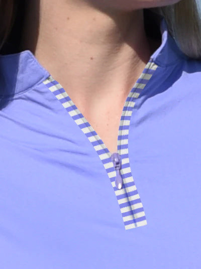 Solid Long Sleeve Zip Mock Top 8600v1